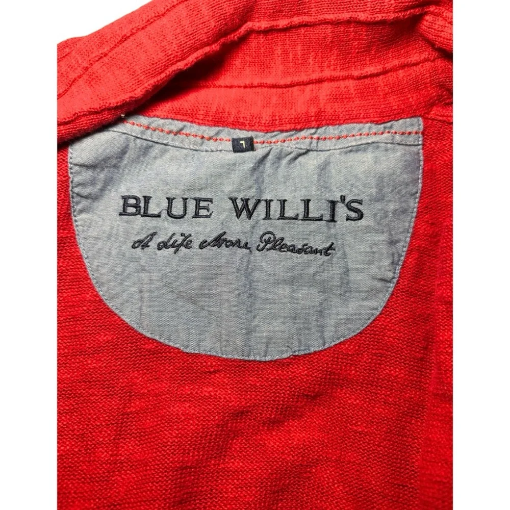 Vintage Red Linen Cotton Blend Zip Cardigan by‎ Blue Willi’s Size L - Picture 9 of 10